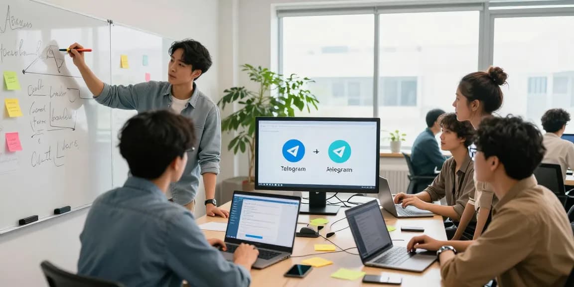 Exploring telegram china alternative among young professionals in a modern workspace.