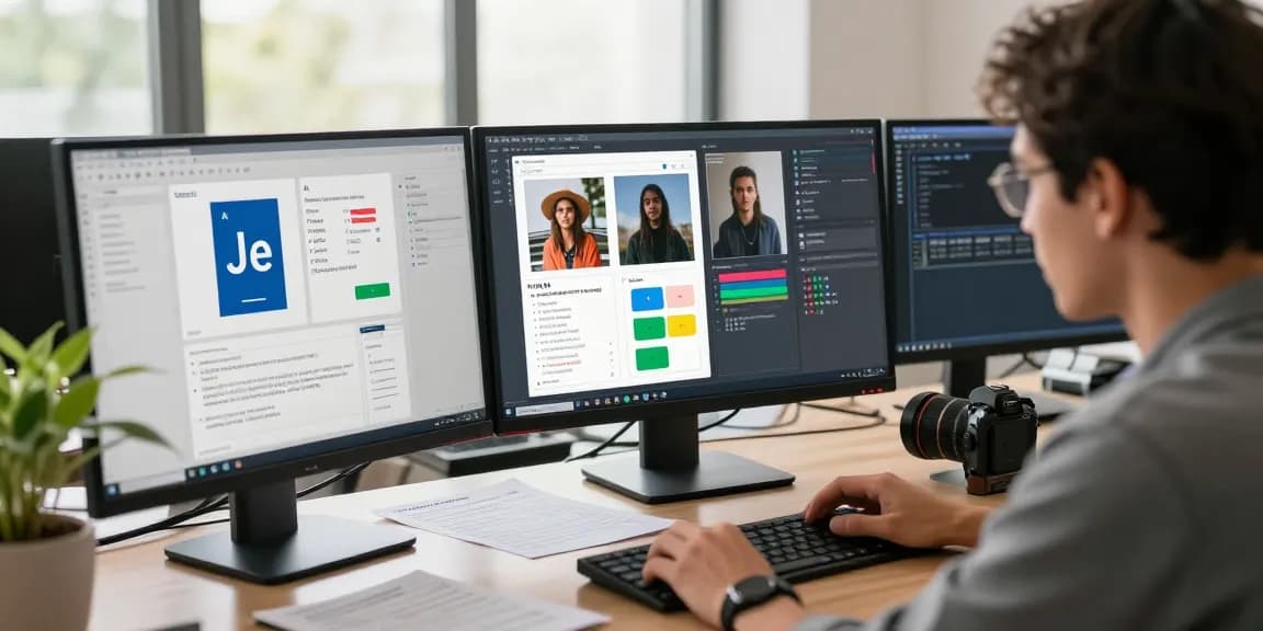 Analyzing images with a free AI detector in a modern workspace.