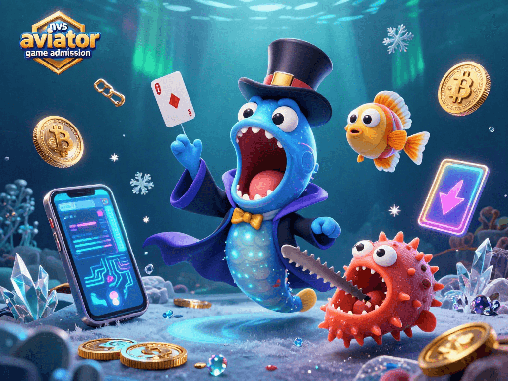Experience the nvs aviator game admission with vibrant visuals in this underwater gambling scene.