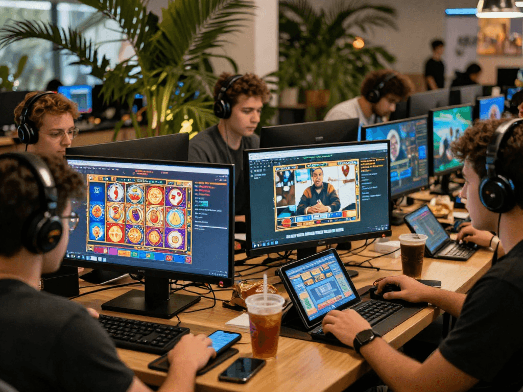 Engaging players experiencing live casino games, highlighting login togel excitement in a vibrant setting.