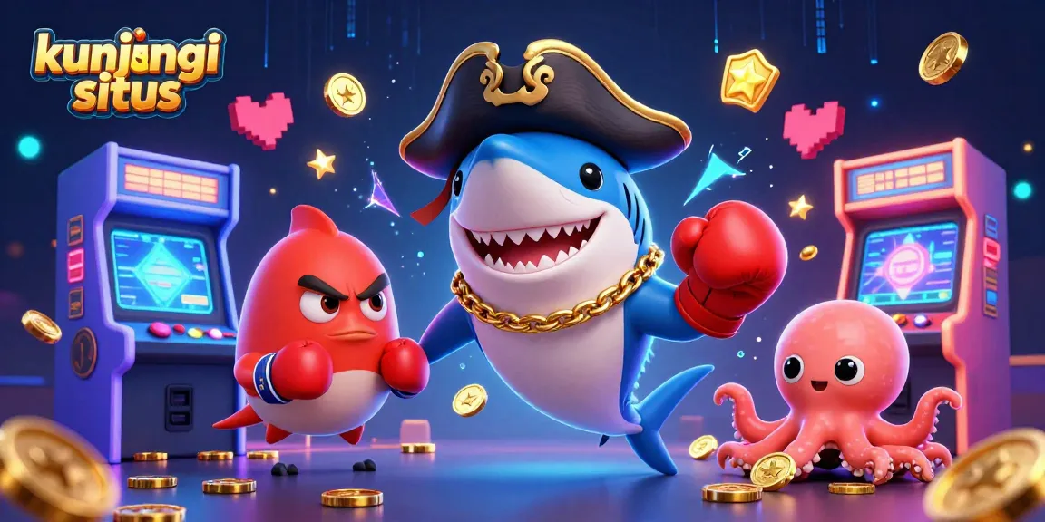 Kunjungi situs untuk permainan kasino online dengan ilustrasi 3D karakter laut yang menarik