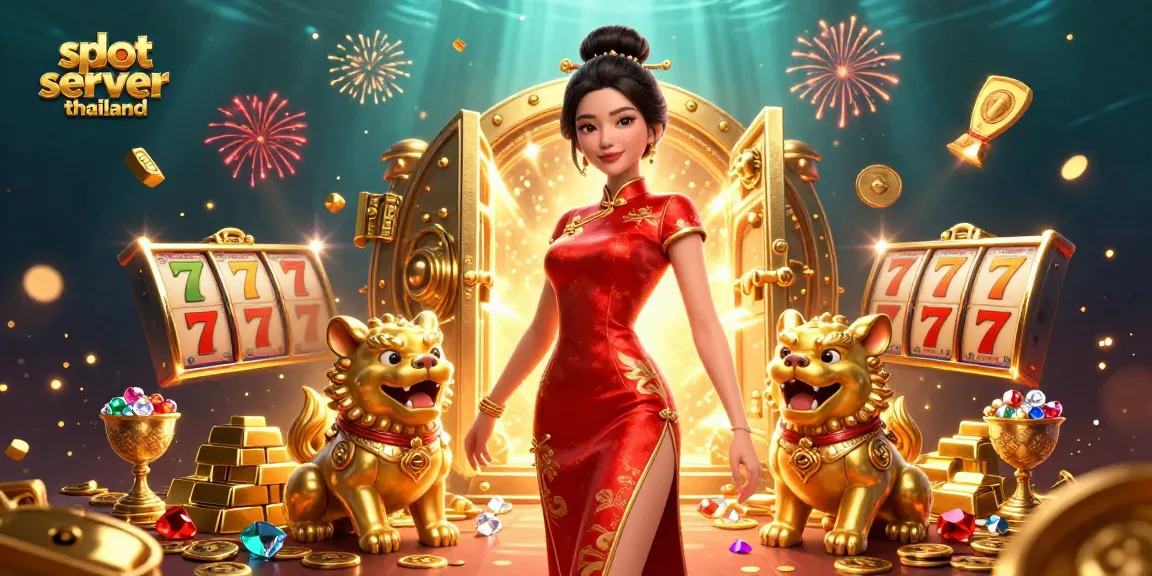 Experience thrilling gameplay with slot server thailand, featuring vibrant characters, treasures, and dynamic slot elements.