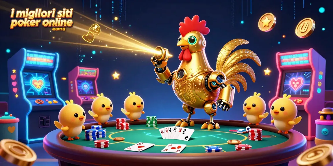 I migliori siti poker online AAMS mostrano un tavolo da poker con carte e fiches, immerso in un design accattivante.