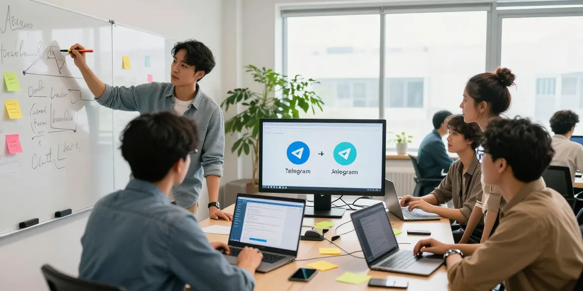 Exploring telegram china alternative among young professionals in a modern workspace.