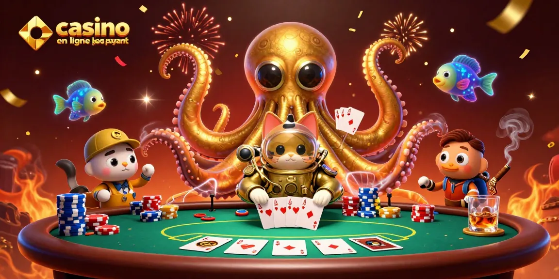 Une scène dynamique illustrant les jeux dans un casino en ligne le plus payant avec un Kraken et une plongée sous-marine.