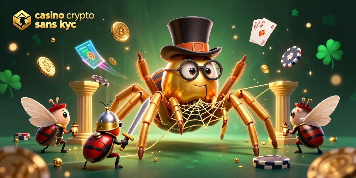 Jouer au casino crypto sans KYC avec des personnages fantastiques dans une illustration animée.