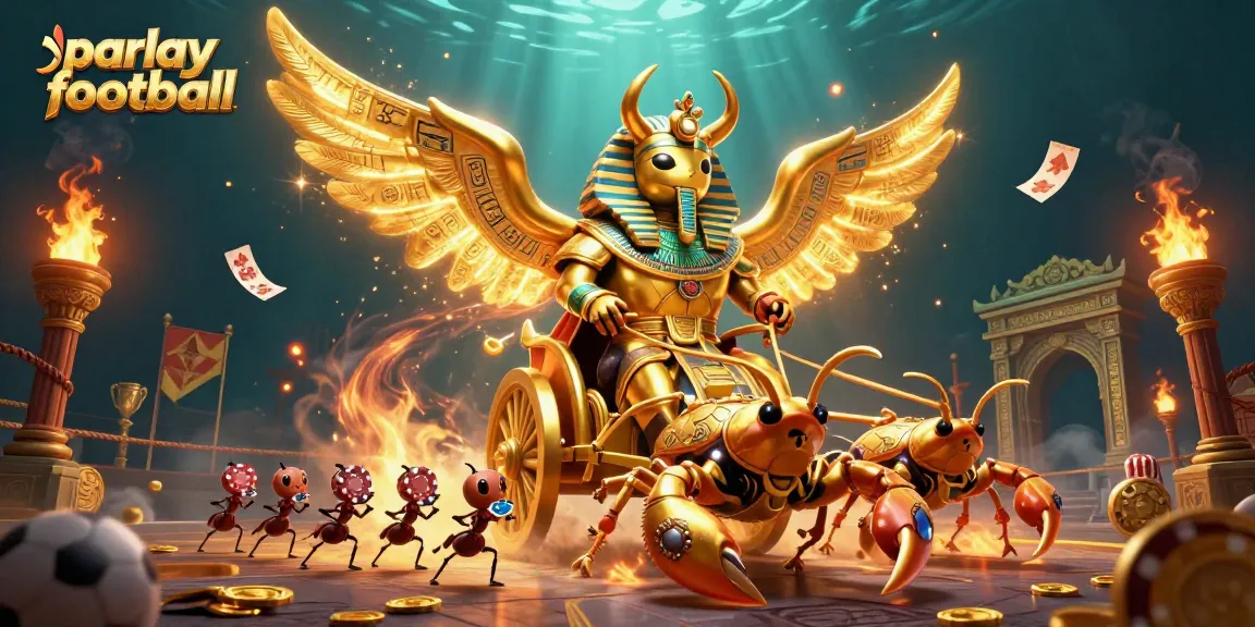 Experience thrilling parlay football action with dynamic betting elements and ancient motifs.