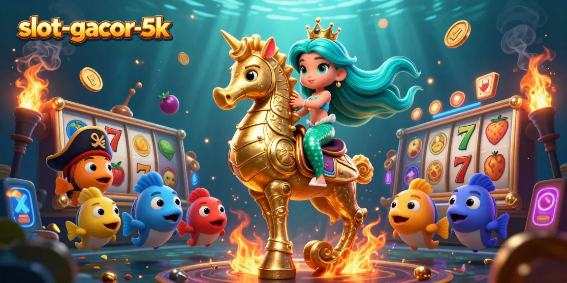 Experience slot-gacor-5k excitement with a vibrant underwater scene featuring a mermaid princess and colorful game elements.