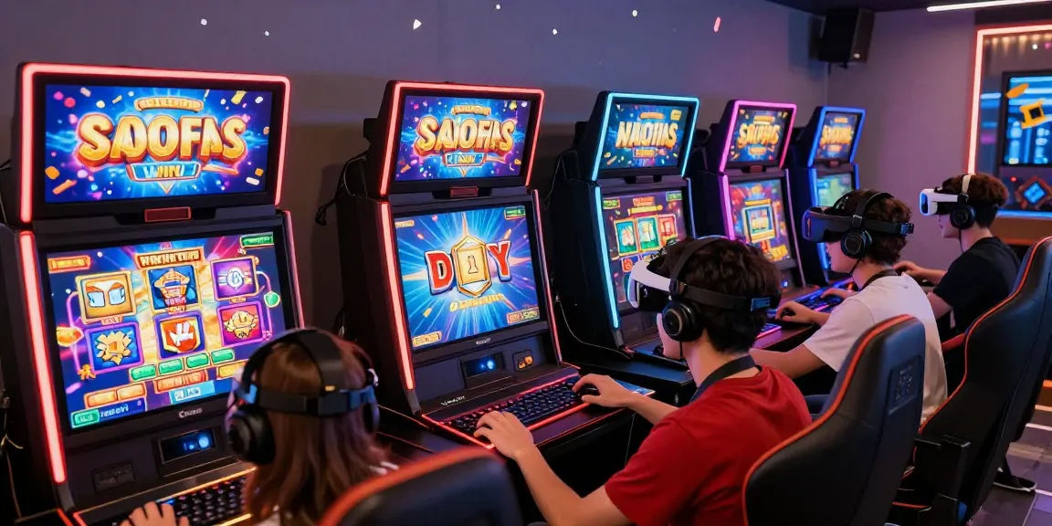 Players enjoying an engaging online slot deposit 5k gaming experience in a modern lounge.