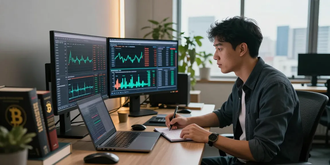 Recover lost crypto in a modern office as a crypto expert analyzes data and charts.
