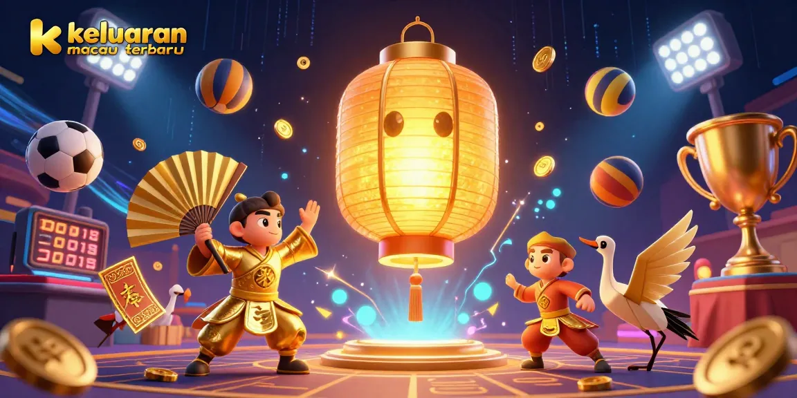 Engage with keluaran macau terbaru visually through a vibrant 3D casino scene filled with animated characters.