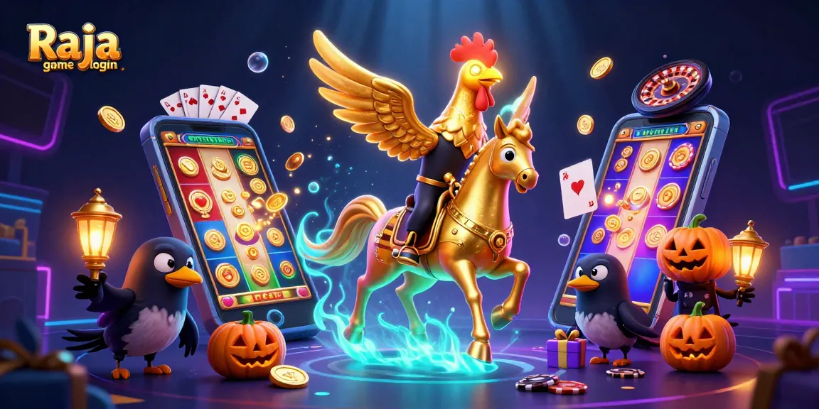 Experience Raja game login with vibrant casino elements featuring a golden rooster and engaging gameplay.