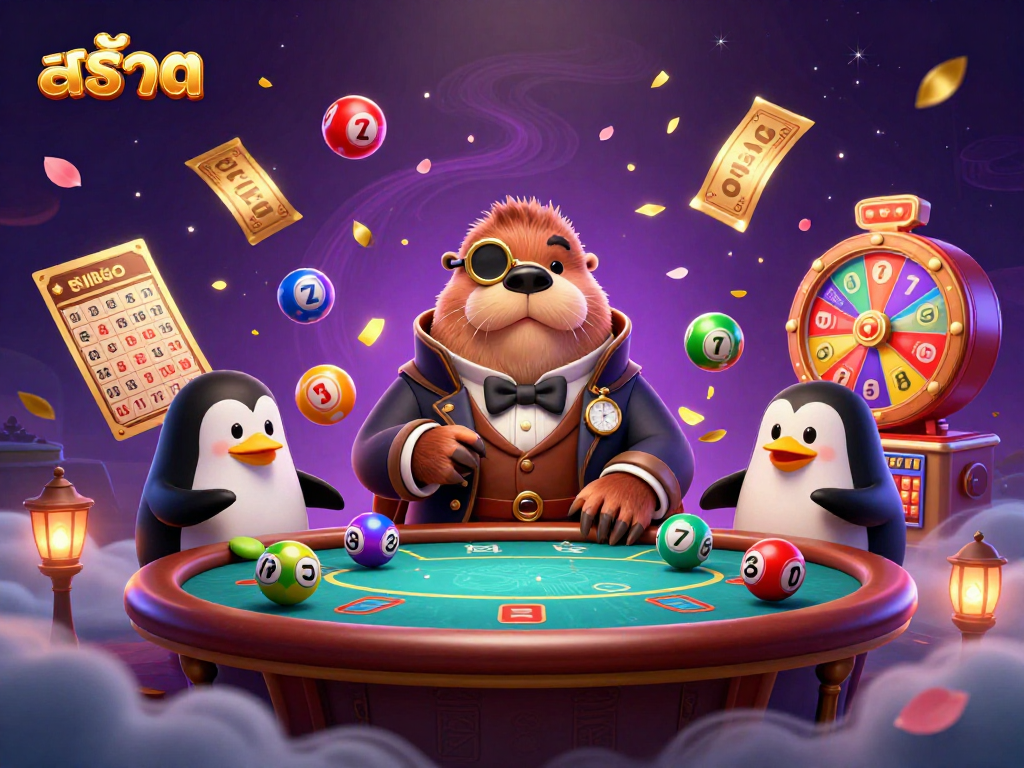 Engage with สล็อต as jolly walrus, penguin dealer, and pufferfish in an underwater Casino scene.
