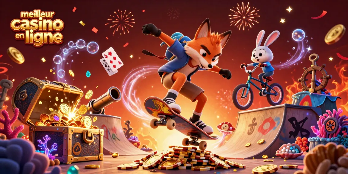 Découvrez le frisson du meilleur casino en ligne avec une illustration 3D vibrante montrant excitation et amusement.