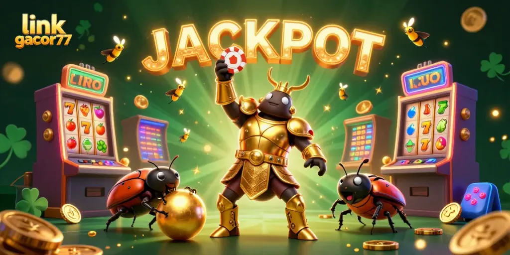Menangkan jackpot dengan link gacor77 slot, hercules beetle beraksi dalam kasino 3D.