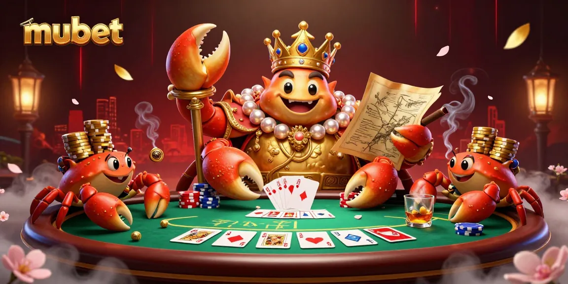 Experience the vibrant ambiance of mubet's casino scene featuring a lavish poker table and character interactions.