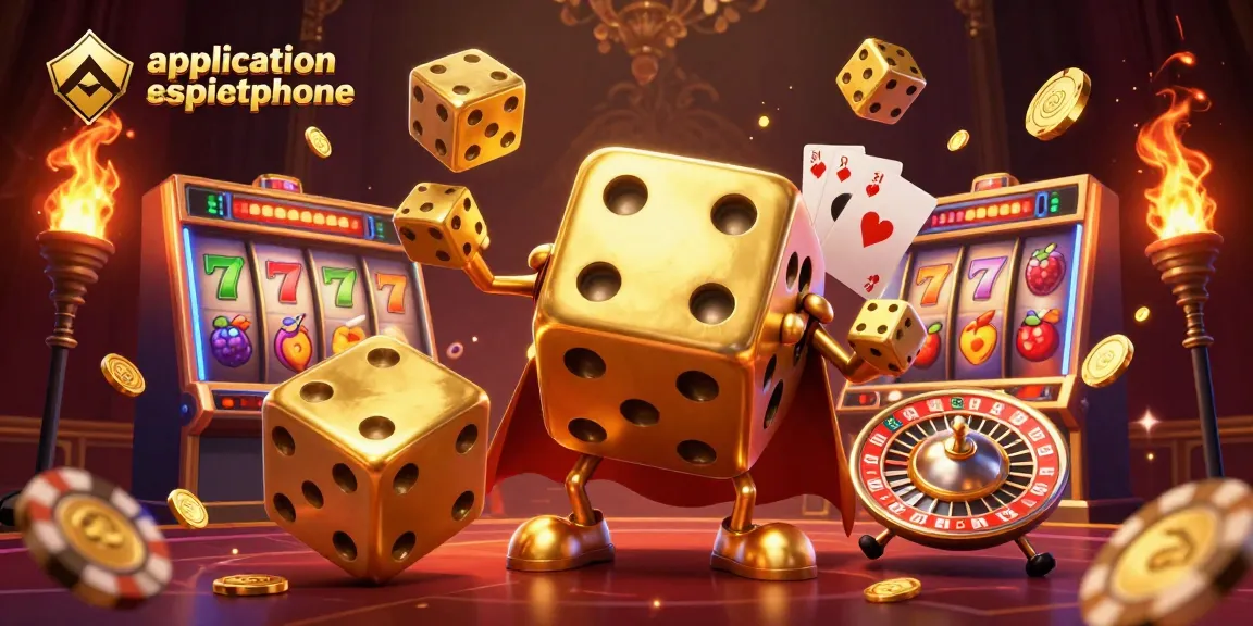 Jouez à l'application espion smartphone avec des dés et des éléments de casino dynamiques illustrés.