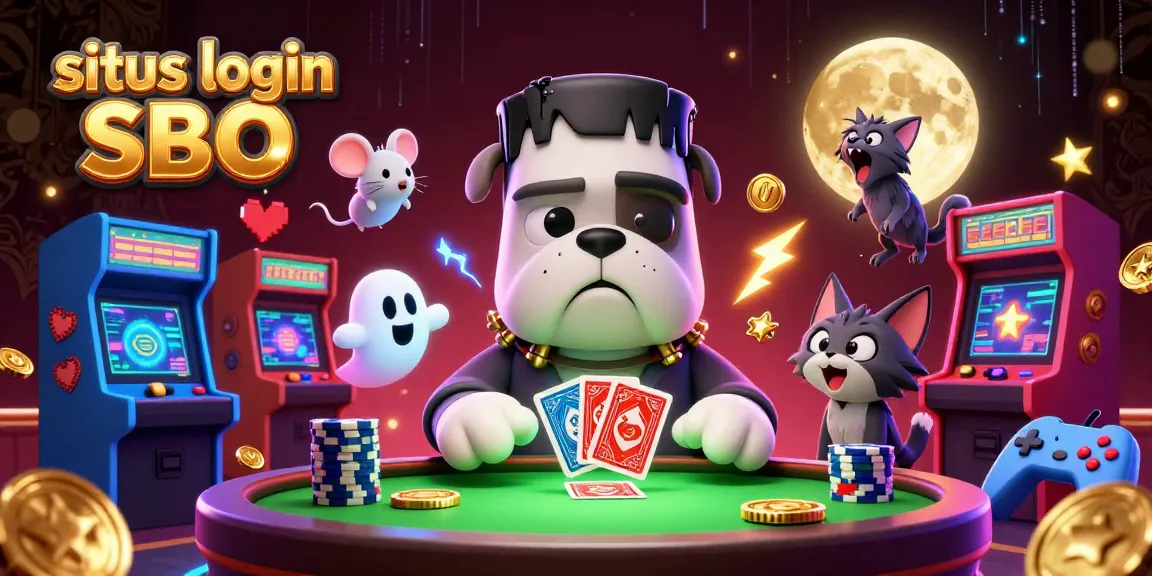 Your thrilling experience starts at situs login SBO with unique gaming characters at a spooky casino table full of surprises.