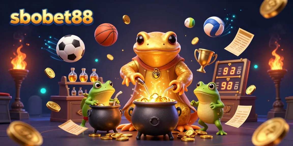 sbobet88 immerses players in vibrant, animated scenes filled with sports elements, alchemy, and betting excitement.