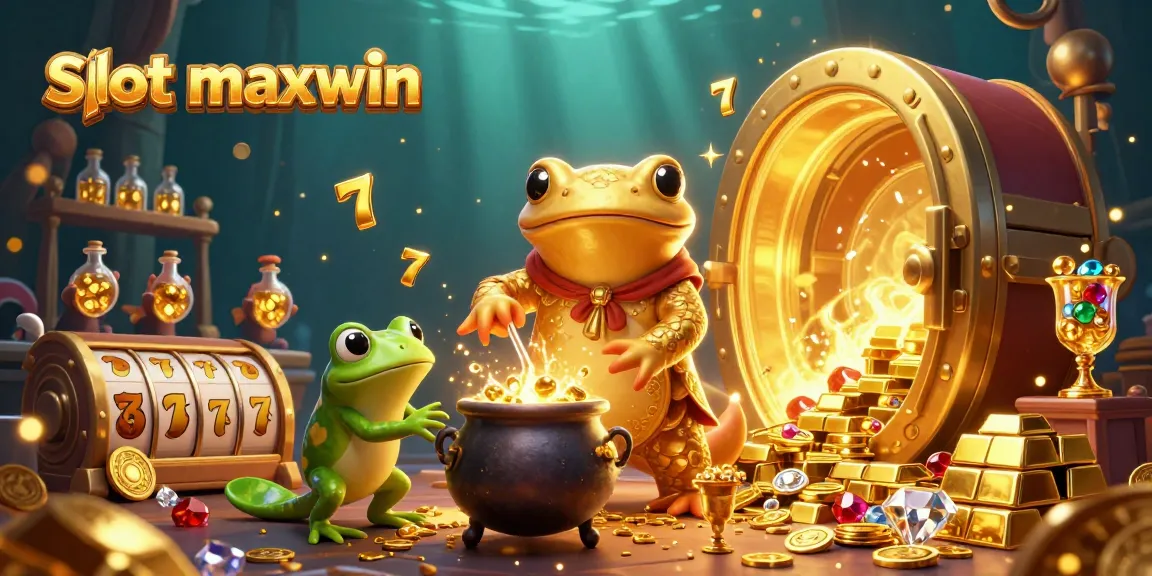 Spin to win with slot maxwin in vibrant 3D digital art full of gold and jackpot symbols.