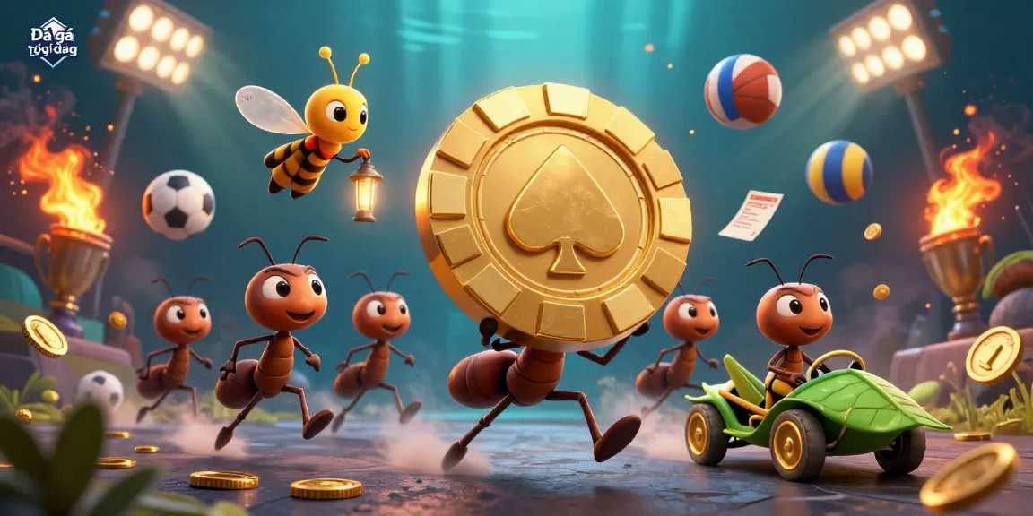 Engage in Đá gà trực tiếp action as playful 3D ants execute a heist with golden poker chips