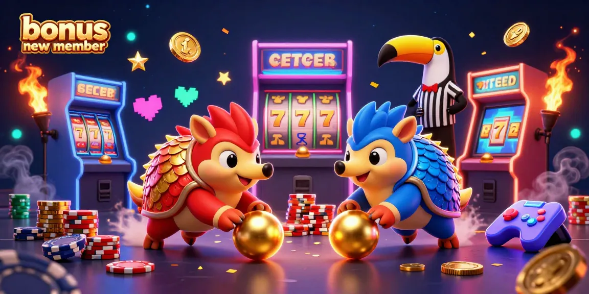 Experience winning excitement with bonus new member as rival pangolins roll through a dazzling casino scene.
