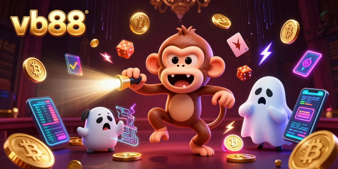 Engage with vb88 by exploring a vibrant 3D scene of a ghost-hunter puppy tracking a mischievous ghost in a haunted casino.