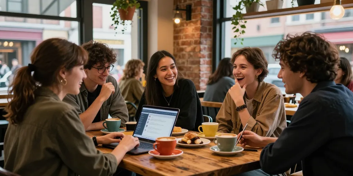 Friends discussing crush on someone in a cozy café
