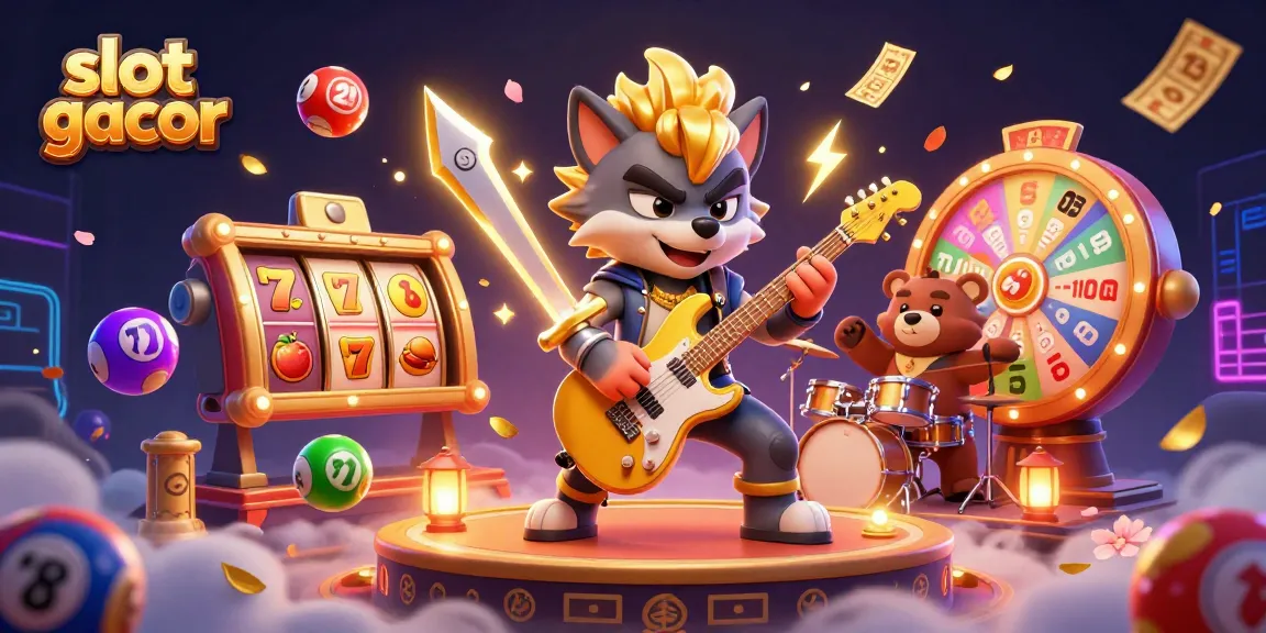 Experience slot gacor excitement with a vibrant casino scene featuring dynamic characters and game elements.