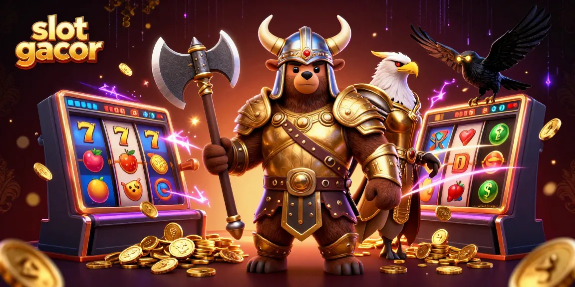 Experience thrilling 'slot gacor' gameplay with cartoon characters in a vibrant casino setting, rich in action.