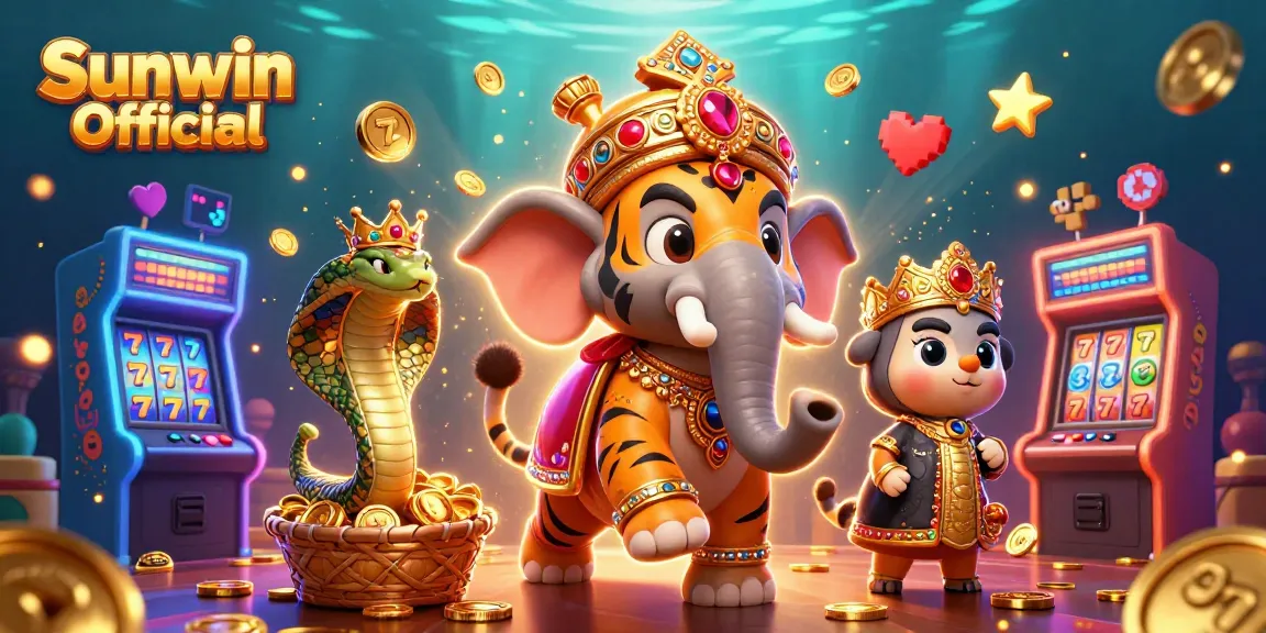 Engage in vibrant slot action at Sunwin Official with a maharaja tiger and elephant.