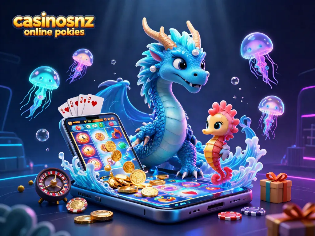 Experience thrilling action with casinosnz online pokies in a vibrant underwater scene featuring a dragon and knight.
