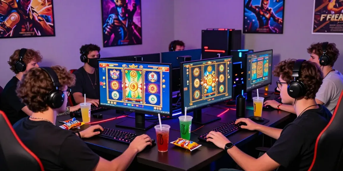 Engaging scene of players enjoying deposit pulsa tanpa potongan on their computers, showcasing a lively gaming atmosphere.